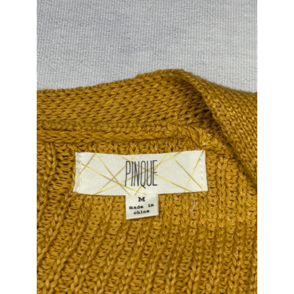 Pinque Mustard Yellow Lace Up Back Open Front Cardigan Sweater Medium PF832496SF - Picture 7 of 8